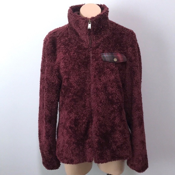 Pendleton Burgundy Fuzzy Furry Zip Jacket Medium - Picture 2 of 10